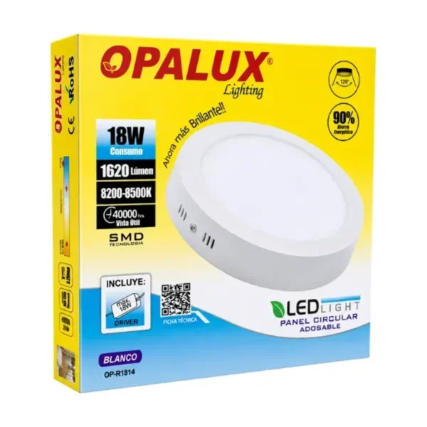 PANEL CIRCULAR ADOSABLE DE 18W OPALUX